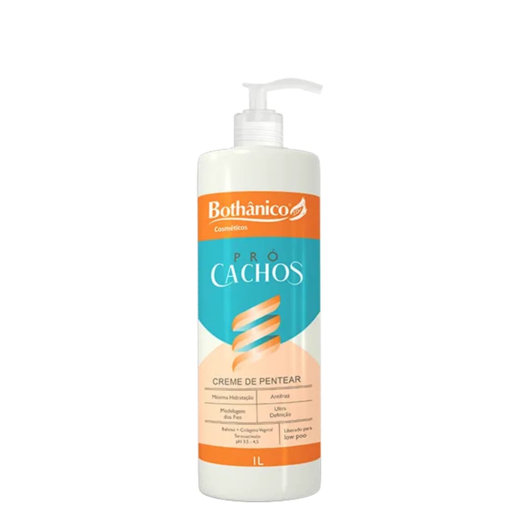 Creme De Pentear Pró Cachos 1L Cabelos Cacheados Alta Hidratação AntiFrizz Bothânico Hair Cosméticos