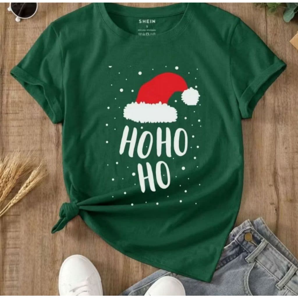 Camiseta Natal HOHOHO Casual Masculina Feminina Elegante Lançamento Envio Imediato