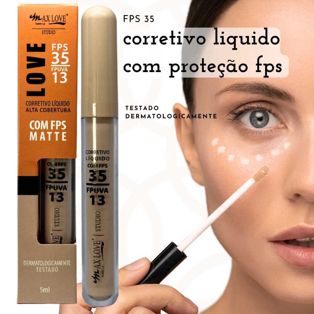 CORRETIVO MATTE MAX LOVE FPS 35 ALTA COBERTURA LONGA DURAÇÃO — ACABAMENTO SEQUINHO