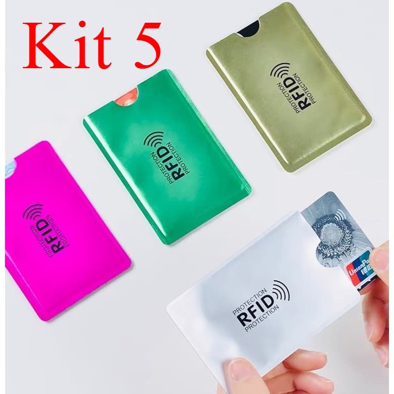 Kit 5 Protetor Cartão RFID Anti Clonagem Bloqueador NFC Carteira