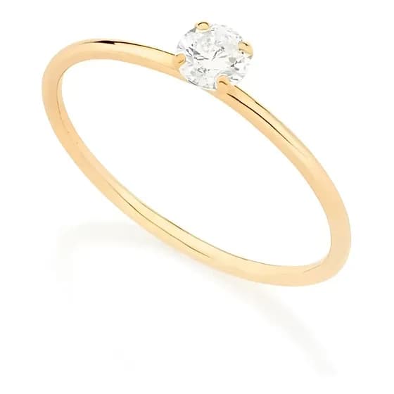 Anel Rommanel Banhado Ouro Solitário Zircônia 513053 Cor Dourado Tamanho 26