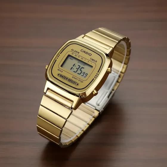 Relógio Casio Feminino Digital Dourado Mini La670wga-9df