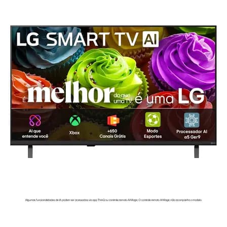 Smart TV HD 32" LG LB650 AI 2026 Processador α5 Ger9 HDR10 Xbox Bluetooth Wi-Fi AI Search Google Gemini Canais Grátis webOS 26 - 32LB650BPSA