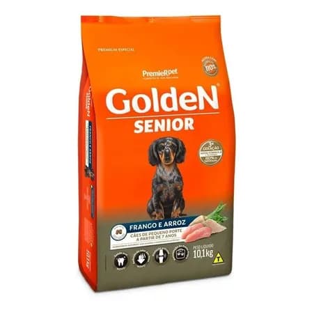 Ração Golden Cão Sênior de raça pequena sabor frango e arroz de 10.1 kg