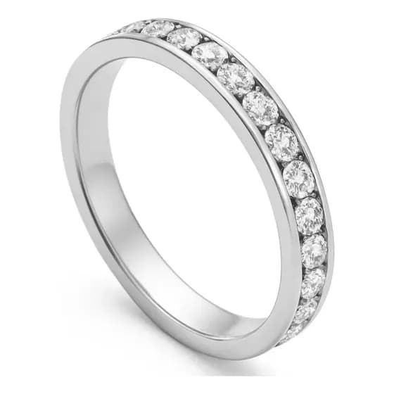 Anel Prata 3mm Pedras Zircônia Branca Cravejado Luxo Aliança 23