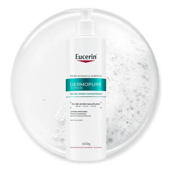 EUCERIN Gel de Limpeza Facial Antiacne Dermo Pure Concentrado 400ml, Peles Oleosas e Acneicas
