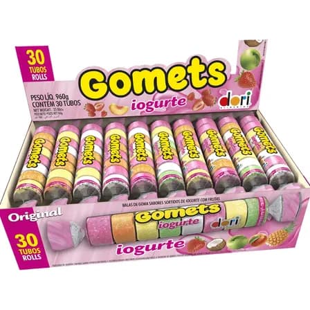 Balas de Goma Tubo Gomets Dori Sabor Iogurte C/30 Unidades De 32g Dori