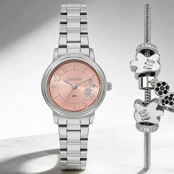 Kit Relógio Disney Condor Feminino Dourado Co2035nky/k4j