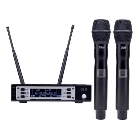 Microfone Sem Fio Duplo Profissional Dylan D-9000S UHF
