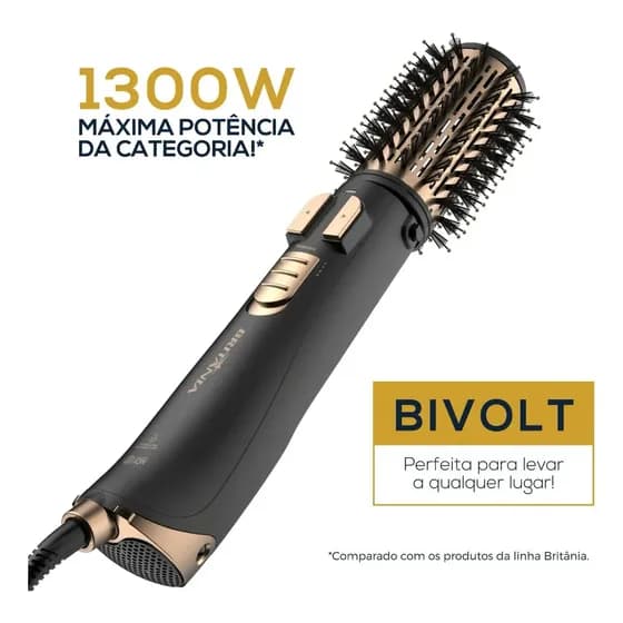 Escova Rotativa Ber21pd Biv Preto E Dourado Biv