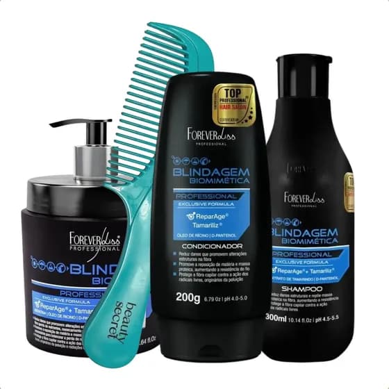 Kit Forever Liss Blindagem Capilar + Pente Beauty Secret
