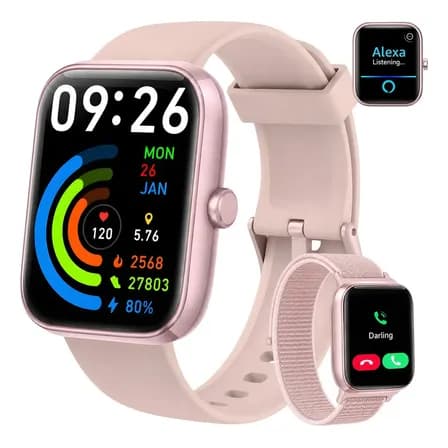 Smartwatch Fitpolo IDW25 Rosa com Alexa, Chamadas Bluetooth e Tela de 1.83"