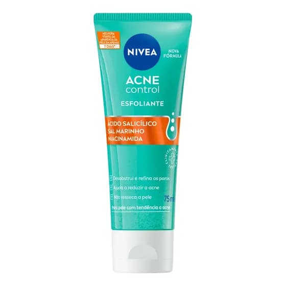 NIVEA Esfoliante Facial Acne Control 75ml, Esfoliação Suave, Desobstrui os Poros, Reduz Acne, Pele com Tendência a Acne