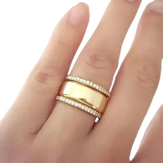 Anel Aparador De Aliança Banhado A Ouro 18 K 1 Peça Dourado 12