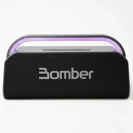 Caixa De Som Boombox Bomberbass Plus 100w Rms Ipx4 Portátil Bt Led Prateado