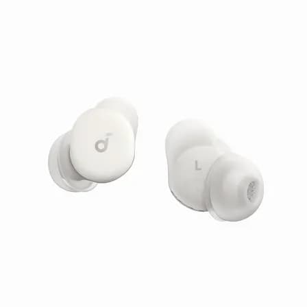 Fone de Ouvido Soundcore Sleep A30 Bluetooth In Ear com Cancelamento de Ruído ANC Fone Inteligente Bloqueia Ronco Ultra Confortável para Dormir de Lado Monitoramento de Sono Alarme 45h Bateria Branco